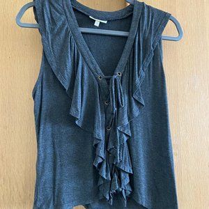Grey Ruffle Tank Blouse